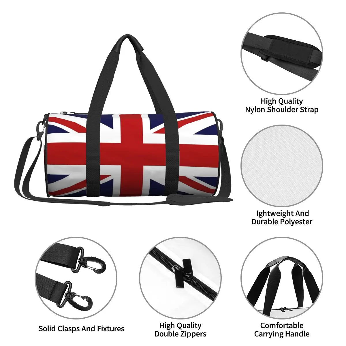 Union Jack Flag Large Duffle Gym Bag