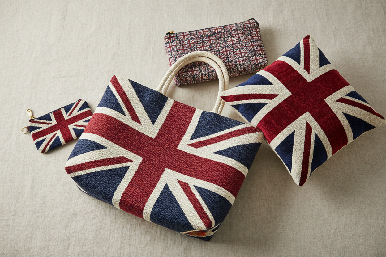 Union Jack Tapestry Products Flatlay